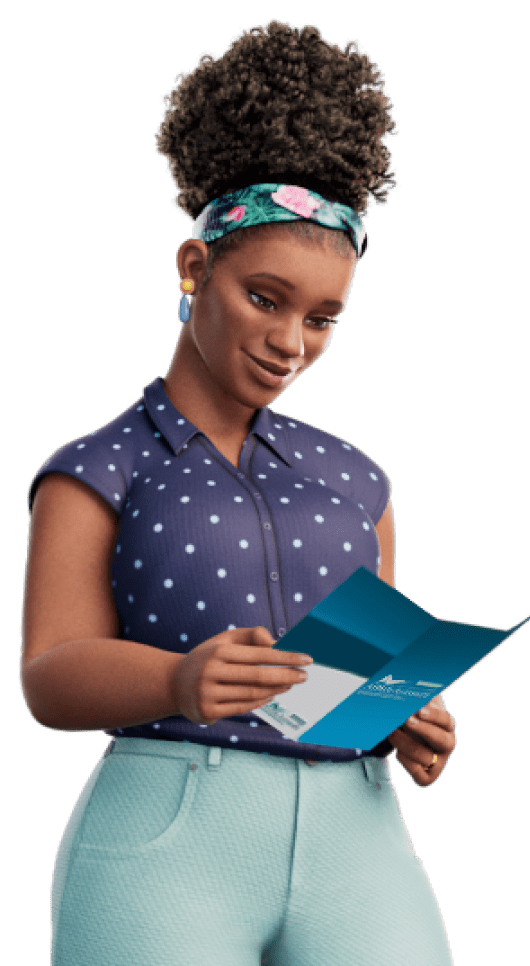 Emma reading a brochure about Abilify Asimtufii for Bipolar 